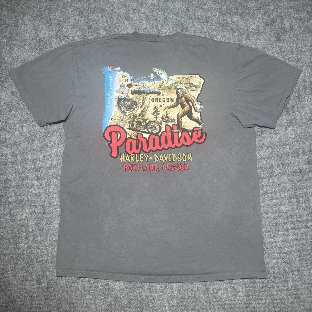 Harley Davidson T Shirt Bigfoot Sasquatch Men XL Paradise Portland,OR Motorcycle